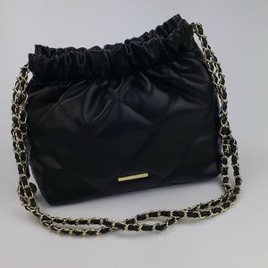 Nove Black Quilted Vegan Leather Chain-Strap Shoulder Bag